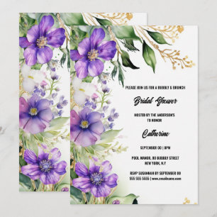 Invitation Douche nuptiale violet fleurs sauvages été floral