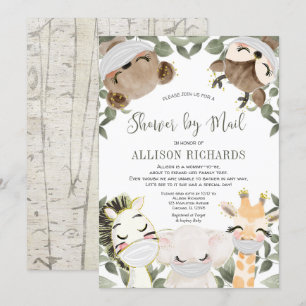 Invitation Douche par courrier animaux mignons avec baby show