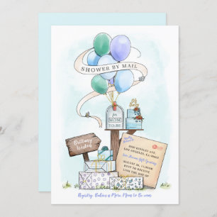Invitation Douche par courrier Baby shower virtuel Balloon bo