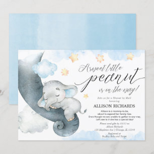 Invitation Douche par courrier bleu baby shower d'éléphant ja