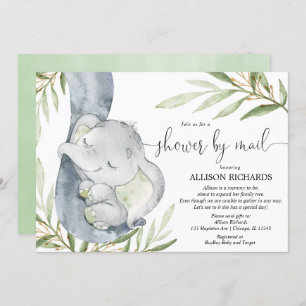 Invitation Douche par courrier, éléphant, baby shower sans di