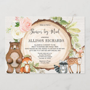 Invitation Douche par courrier fille baby shower d'animaux de