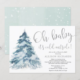 Invitation Douche par courrier hiver argent blanc baby shower