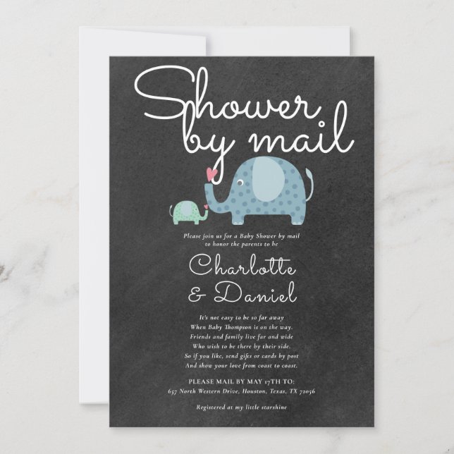 Invitation Douche Par Courrier Longue Distance Parachute (Devant)