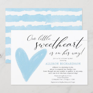 Invitation Douche par courrier Moderne Valentines Bleu Blanc
