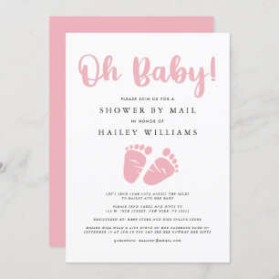 Invitation Douche par courrier  Oh Baby Girl Pink Baby Feed
