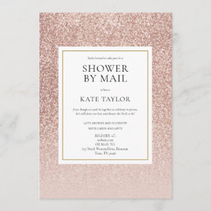 Invitation Douche par courrier Parties scintillant Gold Rose
