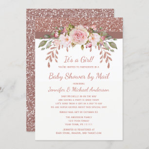 Invitation Douche par courrier Rose Rose Rose Gold Parties sc