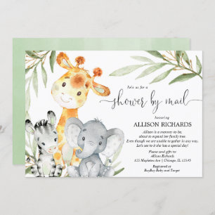 Invitation Douche par courrier Safari baby shower neutre genr