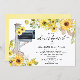 Invitation Douche par courrier tournesol jaune baby shower ve