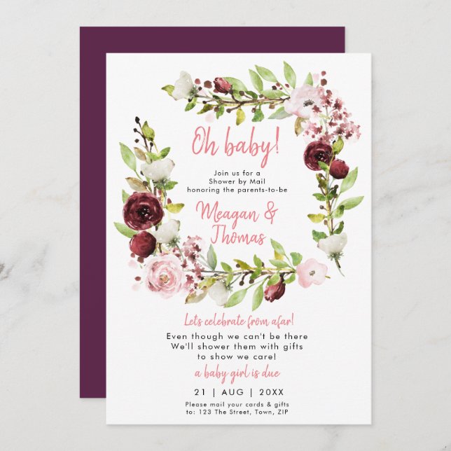 Invitation douche par la poste à partir de l'invitation baby  (Devant / Derrière)