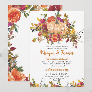 Invitation douche par la poste de baby shower citrouille éloi