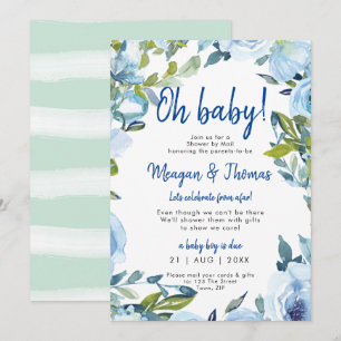 Invitation douche par la poste de baby shower floral lointain