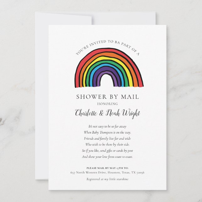 Invitation Douche par la poste Sprinkle de longue distance (Devant)