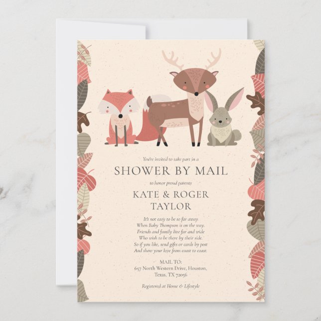 Invitation Douche par la poste Sprinkle Woodland longue dista (Devant)