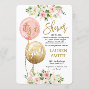 Invitation Douche par le courrier ballon baby shower fille