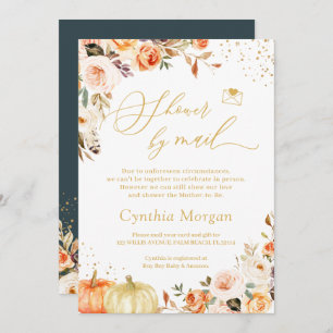 Invitation Douche Par Mail Automne Or Floral Boho Chic