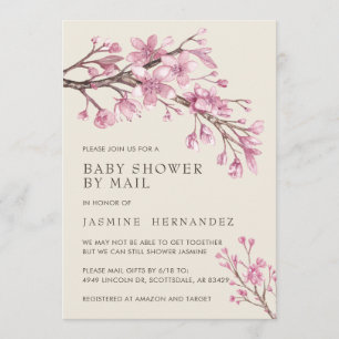 Invitation Douche Par Mail Baby Girl Rose Floral
