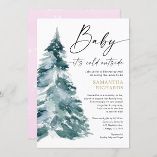 Invitation Douche par Mail Gold girl baby shower d'hiver