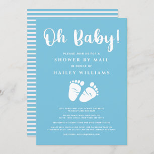 Invitation Douche par Mail Oh Baby Boy Feet Bleu Blanc