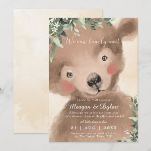 Invitation douche par mail ours neutre baby shower moderne