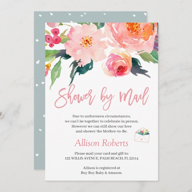 Invitation Douche par Mail Whimsical Watercolor Garden Floral (Devant / Derrière)