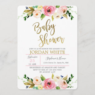 Invitation douche pour bébé à fleurs