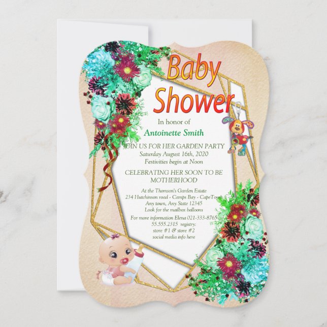 Invitation Douche pour bébé bimbo (Devant)