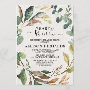 Invitation Douche pour bébé brunch rustique automne neutre ge