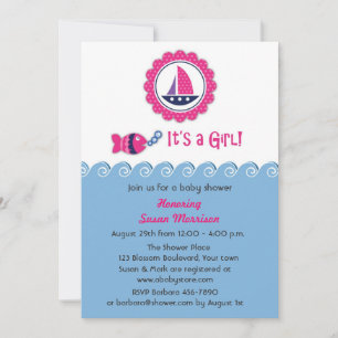 Invitation Douche pour bébé Nautique rose