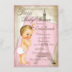 Invitation Douche pour bébé Paris Vintage