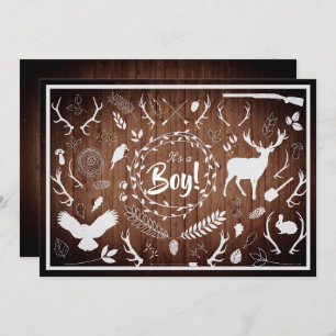 Invitation Douche pour bébé Rustic Woodland (bois d'écorce)