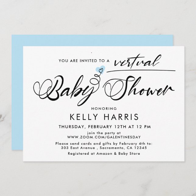 Invitation Douche pour bébé virtuelle simple (Devant / Derrière)