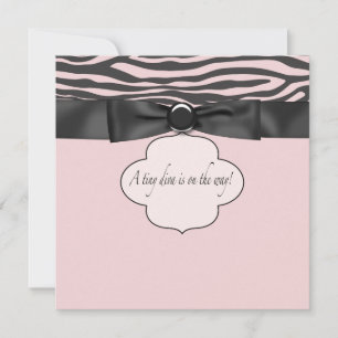Invitation Douche pour bébé Zebra Diva rose