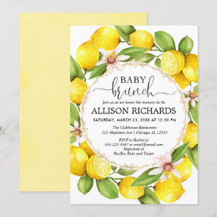 Invitation Douche pour bébés citron brunch, citrons neutres