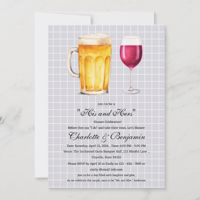 Invitation Douche pour couples Lui et Elle (Devant)