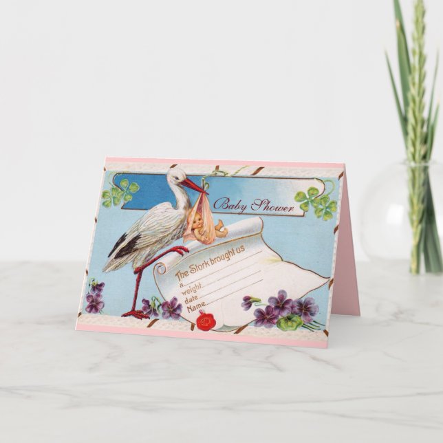 INVITATION DOUCHE POUR FILLE BÉBÉ AVEC FLEURS (Devant)