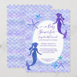 Invitation Douche pour fille-bébé de la Sirène de lavande vio