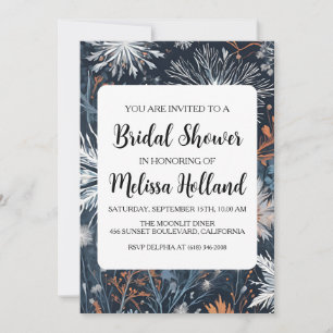 Invitation Douche pour mariée d'hiver des fleurs sauvages lun