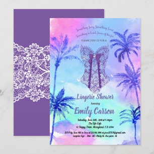 Invitation Douche pourpre de lingerie. Partie nuptiale