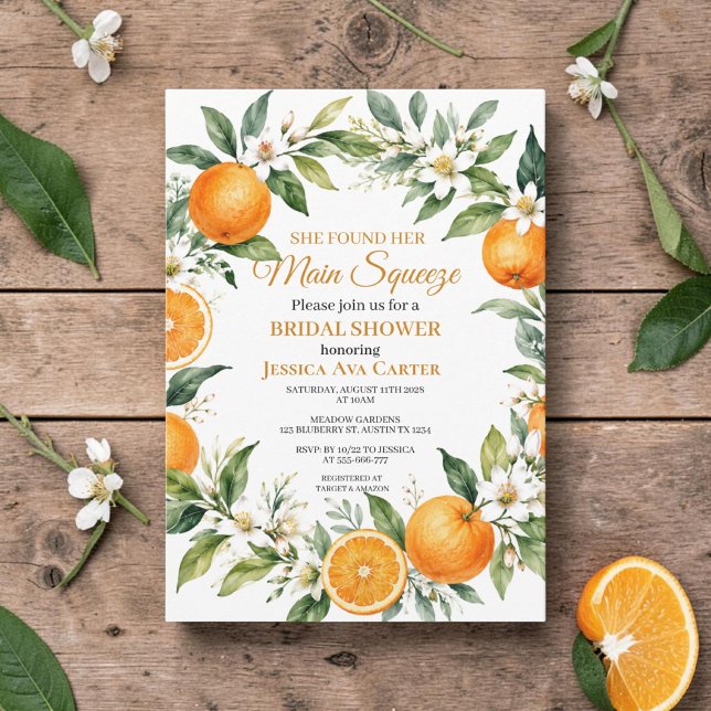 Invitation Douche principale Citron Orange Baby Shower  (Créateur téléchargé)