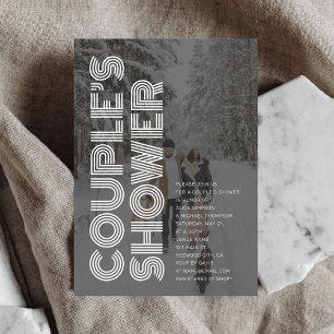Invitation Douche Retro Bold Black Photo Couples