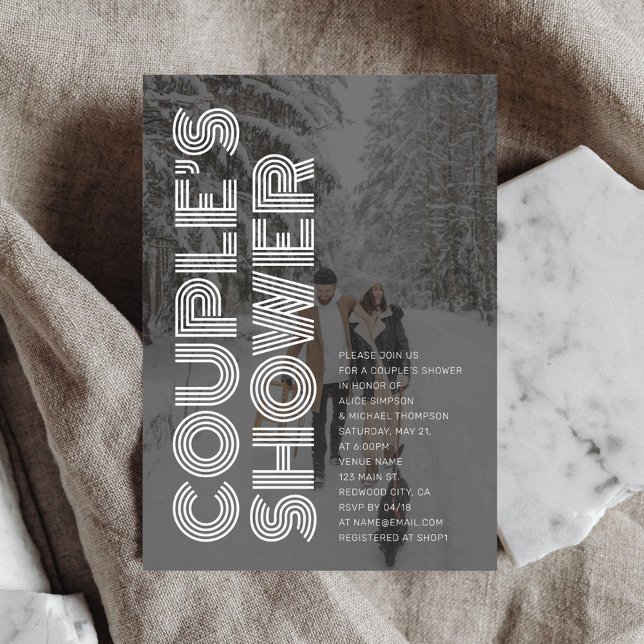 Invitation Douche Retro Bold Black Photo Couples (Créateur téléchargé)