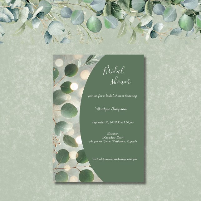Invitation Douche romantique Sage Green Eucalyptus nuptiale (Créateur téléchargé)