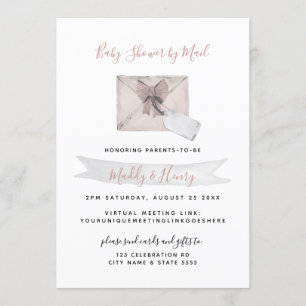 Invitation Douche rose par courrier distance virtuelle