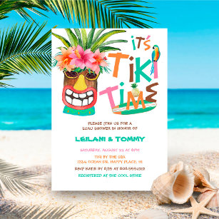 Invitation Douche Tropical Tiki Luau Couples