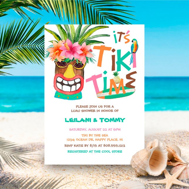 Invitation Douche Tropical Tiki Luau Couples (Créateur téléchargé)