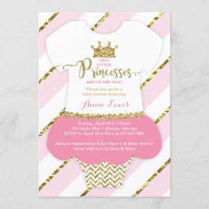 Invitation douche Twin Little Princesses, Parties