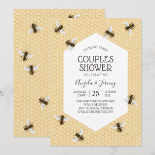 Invitation Douche Vintage Couples d'abeilles