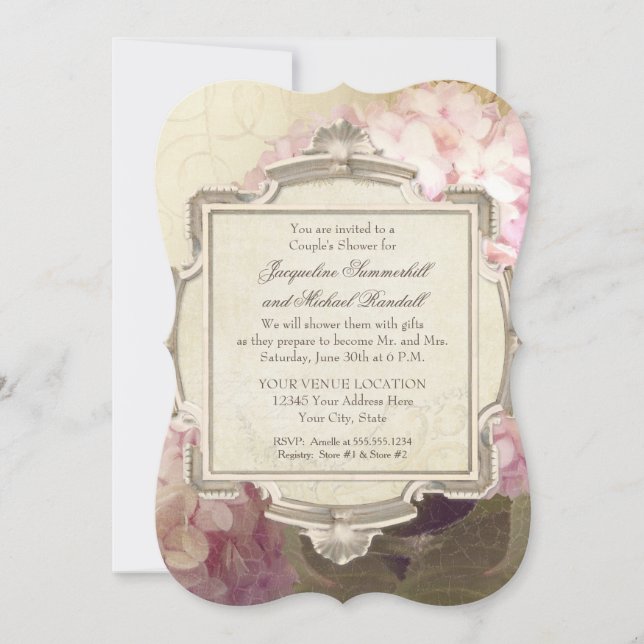 Invitation Douche vintage parisienne de couples de manoir (Devant)